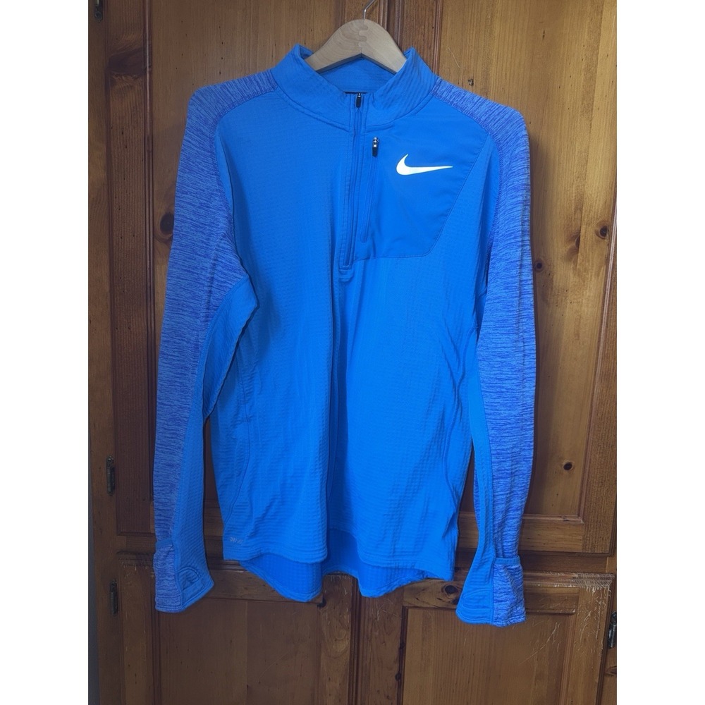 Nike Men's L Therma Half-Zip Running Top Pullover Long Sleeve Blue AO2617 Shirt